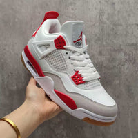 Mid Top Sneakers, Red Colorway, Lace Up Design, Casual Gift for Sneaker Fans