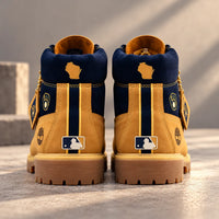 MIL Gameday Lines - Navy Collar on a Wheat Six-Inch Boot