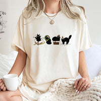 Adorable Festive Kitten Graphic Tee, Christmas Black Cat T-Shirt, Holiday Cat Mom Shirt, Vintage Xmas Black Cat T-Shirt, Winter Holiday Apparel