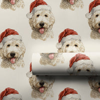 Christmas Dog Gift Wrap, Goldendoodle Santa Hat Wrapping Paper, Watercolor Puppy Wrapping Paper, Holiday Gift Wrap, Dog Lover Present Wrap