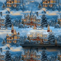 Snowy Winter Wonderland Gift Wrap, Victorian Mansion Christmas Wrapping Paper, Vintage House Wrapping Paper Roll