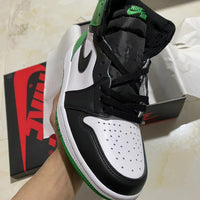 Retro High Top Sneakers, White Black Green Colorway, Lace Up Design, Casual Gift for Sneaker Fans