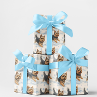Yorkie Christmas Gift Wrap, Yorkshire Terrier Wrapping Paper, Snowy Dog Holiday Wrapping Paper, Dog Lover Xmas Gift Wrap, Pet Present Paper
