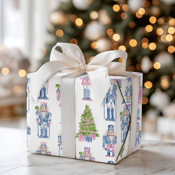 Watercolor Nutcracker Ballet Gift Wrap, Nutcracker Christmas Wrapping Paper, Festive Tree Holiday Wrapping Paper, Pastel Holi