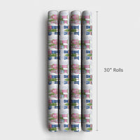 Watercolor Soldier Christmas Gift Wrap, Pink Nutcracker Wrapping Paper, Pastel Blue Holiday Wrapping Paper, Ballet Xmas Gift Wrapping Paper