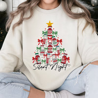 ICU Nurse Drug Vial Tree Sweatshirt, Silent Night Medical Christmas Sweatshirt, Healthcare Worker Crewneck, Humorous Nurse Holiday Sweatshirt