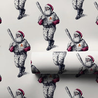Retro Sport Santa Gift Wrap, Vintage Baseball Santa Wrapping Paper, Holiday Baseball Wrapping Paper, Christmas Gift Wrap, Sports Fan Paper