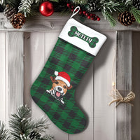 Green Buffalo Plaid Pet Stocking, Personalized Dog Christmas Stocking, Custom Puppy Christmas Stocking, Holiday Dog Lover Mantle Decor Present