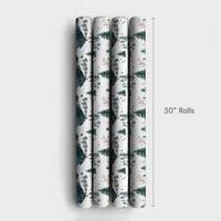 Snowy Forest Holiday Gift Wrap, Watercolor Christmas Wrapping Paper, Winter Landscape Wrapping Paper, Pine Tree Festive Gift Wrapping Paper