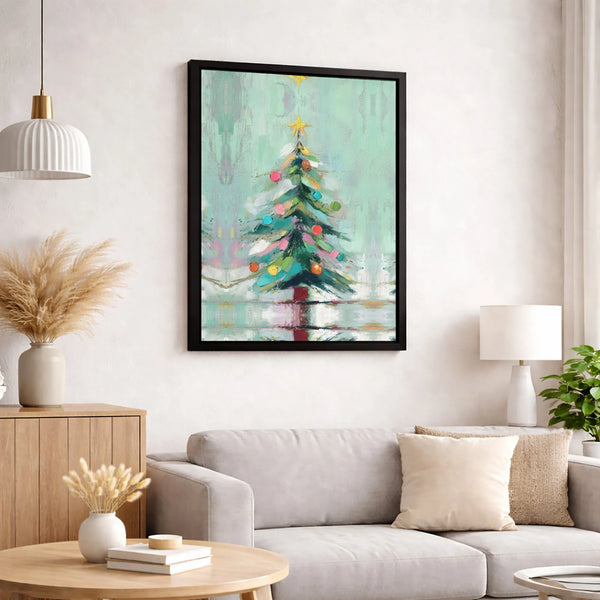 Painterly Holiday Wall Decor, Abstract Christmas Tree Canvas Art, Modern Festive Christmas Tree Print, Seasonal Winter Home D