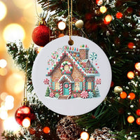 Whimsical Candy Cottage Ceramic Ornament, Gingerbread House Christmas Ornament, Adorable Holiday Tree Keepsake Ornament, Festive Xmas Present