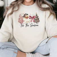 Leopard Print Santa Sweatshirt, Tis the Season Christmas Sweatshirt, Coquette Bow Holiday Crewneck, Preppy Xmas Sweatshirt, Holiday Present