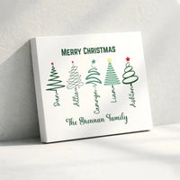 Custom Family Names Holiday Poster, Personalized Christmas Tree Wall Art, Festive Xmas Decor Print, Digital Download File
