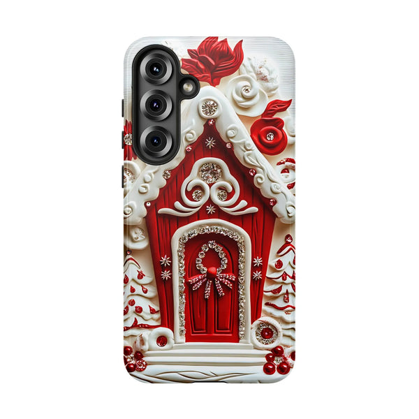 Holiday Candy Cottage Phone Case, Christmas Gingerbread House Samsung Case, Adorable Festive Xmas Samsung Galaxy Cover, Winte