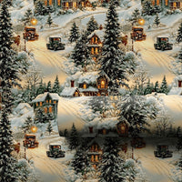 Snowy Town Holiday Gift Wrap, Classic Cars Winter Village Christmas Wrapping Paper, Vintage Xmas Wrapping Paper, Festive Gift Wrap Roll