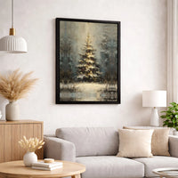 Winter Forest Snowy Landscape Poster, Christmas Tree Canvas Art Print, Impressionist Christmas Canvas, Printable Digital Download Art