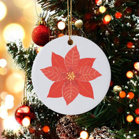 Red Floral Winter Ornament, Poinsettia Christmas Ornament, Ceramic Botanical Tree Ornament, Festive Holiday Keepsake, Seasonal Xmas Present