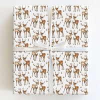 Christmas Deer Gift Wrap, Watercolor Reindeer Wrapping Paper, Festive Jingle Bell Wrapping Paper, Rustic Holiday Gift Wrap Paper Roll