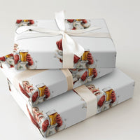 Humorous Beer Mug Holiday Gift Wrap, Beer Drinking Santa Wrapping Paper, Watercolor Santa Beer Wrapping Paper, Adult Christmas Wrapping Paper