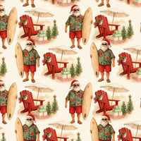 Beach Surfing Santa Gift Wrap, Tropical Santa Christmas Wrapping Paper, Coastal Holiday Present Paper, Summer Xmas Gift Wrapping Roll