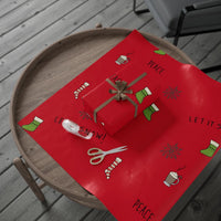 Peace Christmas Gift Wrap, Holiday Stockings Wrapping Paper, Festive Xmas Tree Gift Wrapping Paper, Winter Season Present Paper Roll