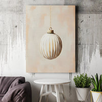 Gold and White Holiday Canvas Print, Christmas Ornament Canvas Wall Art, Modern Seasonal Canvas Decor, Elegant Winter Home Wall Art