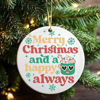 Comfy Cocoa Holiday Ornament, Hot Chocolate Mug Christmas Ornament, Adorable Winter Drink Ceramic Ornament, Festive Christmas Tree Ornament
