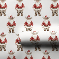 Western Santa Gift Wrap, Cowboy Santa Wrapping Paper, Rodeo Christmas Wrapping Paper, Country Holiday Gift Wrap