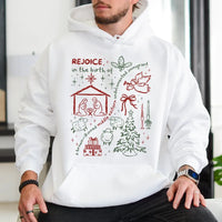 Rejoice in the Birth Christmas Hoodie, Brown Skinned Undocumented Immigrant Hoodie, Social Justice Holiday Sweatshirt, Xmas Graphic Hoodie
