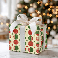 Red Green Holiday Gift Wrap, Rustic Christmas Ornament Wrapping Paper, Festive Xmas Wrapping Paper, Holiday Present Decor