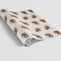 Christmas Sleigh Gift Wrap, Vintage Santa Wrapping Paper, Retro Holiday Present Paper, Traditional Xmas Gift Wrap Roll