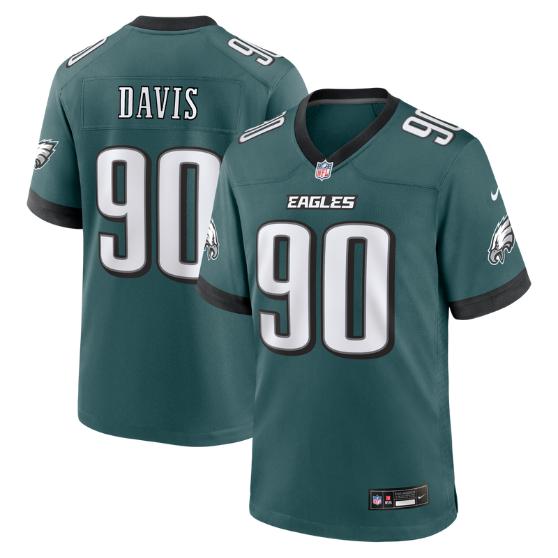 Philadelphia Eagles Jordan Davis Midnight Green Team Game Jersey