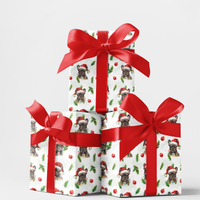 Santa Hat Frenchie Gift Wrap, French Bulldog Christmas Wrapping Paper, Adorable Dog Lover Holiday Wrapping Paper, Festive Pet Gift Wrap Roll