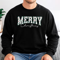 Retro Tree Pattern Holiday Sweatshirt, Merry Christmas Sweatshirt, Vintage Xmas Tree Graphic Sweatshirt, Comfy Winter Holiday Pullover Present