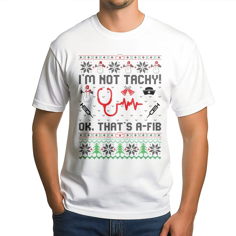 Humorous Medical Ugly Sweater Shirt, Nurse Christmas T-Shirt, Holiday Doctor Tee, Adorable Hospital Staff Graphic T-Shirt, Xmas RN Present for Women