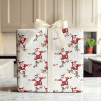 Humorous Skater Christmas Gift Wrap, Skateboarding Santa Wrapping Paper, Watercolor Santa Claus Present Paper, Winter Holiday Roll, Skater Present