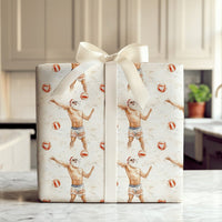 Humorous Volleyball Santa Christmas Gift Wrap, Beach Santa Wrapping Paper, Tropical Summer Holiday Present Paper, Gag Gift Wrap