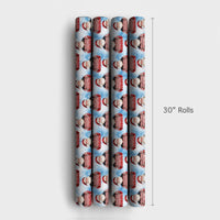 Adorable Christmas Santa Gift Wrap, Nordic Sweater Santa Wrapping Paper, Winter Holiday Wrapping Paper Roll, Snowy Blue Xmas Wrapping Paper