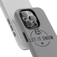 iPhone Tough Phone Case, Let It Snow Phone Case, Minimalist Christmas Tree Snowflake Badge Cover, Holiday Winter Hard Case Xmas Present