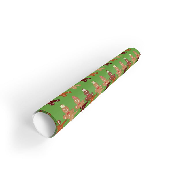 Crown Cookie Gift Wrap, Gingerbread Man Wrapping Paper, Christmas Gingerbread Wrapping Paper, Holiday Present Paper, Xmas Pre