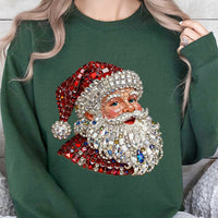 Sparkle Crystal Christmas Crewneck, Jewel Mosaic Santa Sweatshirt, Festive Santa Claus Pullover, Holiday Graphic Sweatshirt, Christmas Present