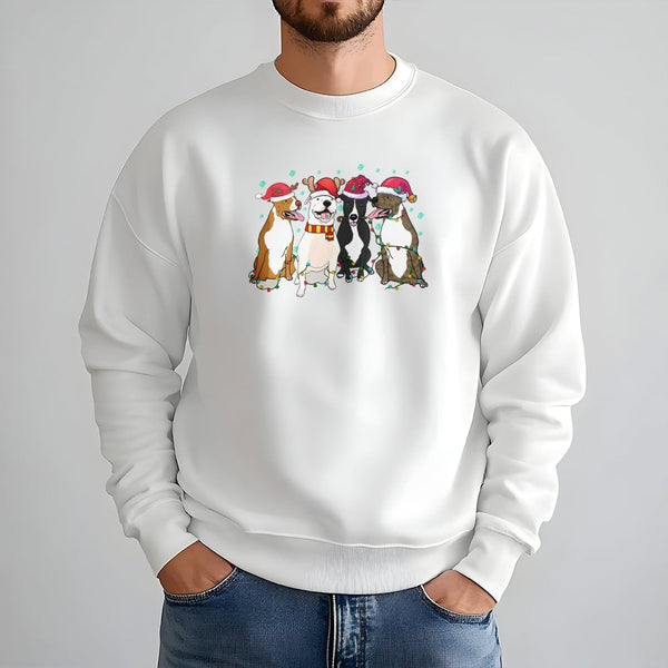 Adorable Festive Santa Dog Sweater, Pit Bull Christmas Sweatshirt, Holiday Dog Lover Crewneck, Winter Pitbull Sweatshirt, Dog