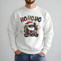 Humorous Biker Christmas Graphic Crewneck, Cool Santa Motorcycle Sweatshirt, Retro Biker Santa Sweater, Holiday Biker Pullover Present