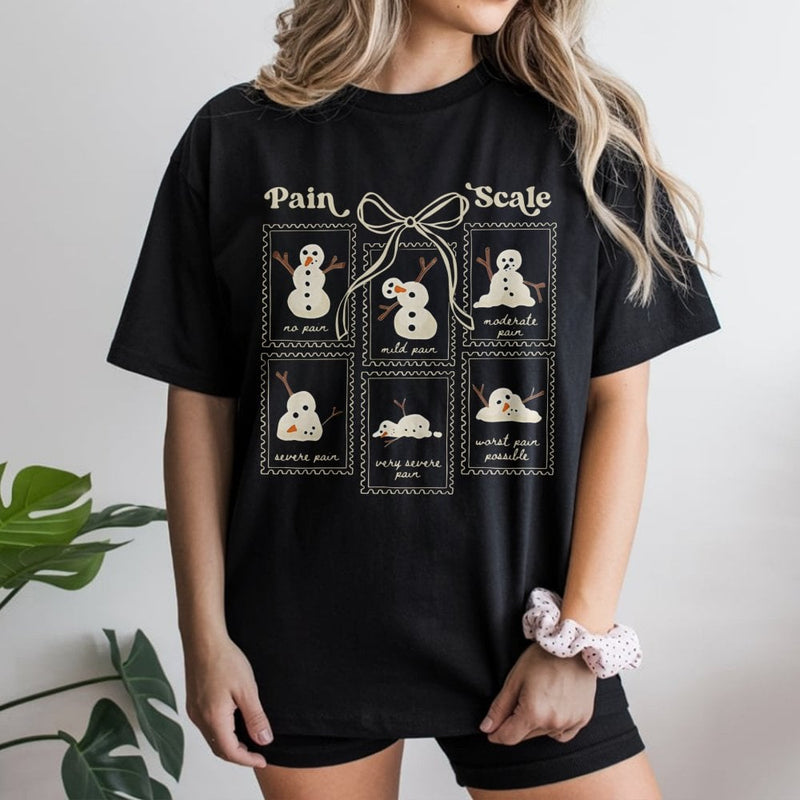 Humorous Medical Christmas Shirt, Snowman Pain Scale T-Shirt, Healthcare Graphic Tee, Nurse Holiday Shirt, Doctor Xmas Present Graphic Tee