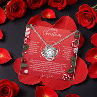 Heartfelt Message Card Pendant, Love Knot Necklace from Dad, Gold Finish Love Knot Jewelry, Christmas Present for Daughter