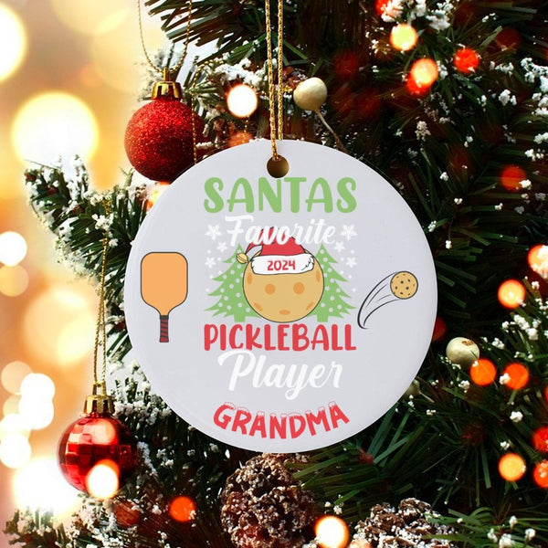 Santa's Favorite Player Ornament, Pickleball Grandma Christmas Ornament 2024, Ceramic Pickleball Sports Ornament, Holiday Pre