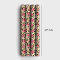 Watercolor Christmas Wrapping Paper, Pink Poinsettia Wrapping Paper, Floral Holiday Gift Wrap, Winter Botanical Paper, Elegant Present Wrap