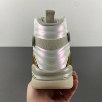 Low Top Sneakers, White Gold Colorway, Leather Footwear, Lace Up Design, Casual Gift for Sneaker Fans