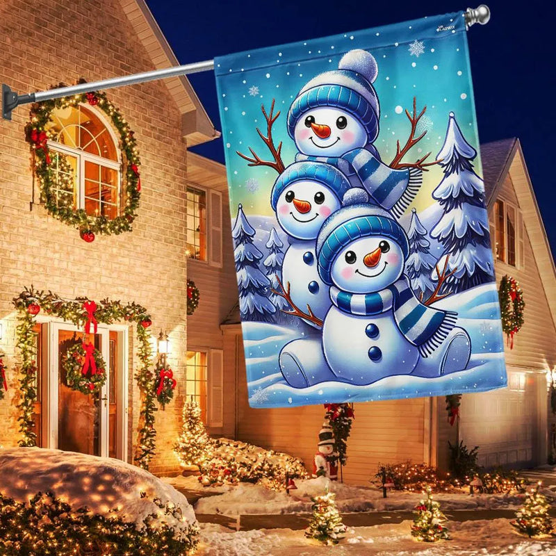 Winter Holiday Yard Flag, Let It Snow Snowman Christmas Garden Flag, Double Sided Seasonal Lawn Flag, Adorable Festive Outdoor Flag Present