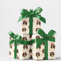 Santa Dog Gift Wrap, Springer Spaniel Christmas Wrapping Paper, Spaniel Holiday Wrapping Paper, Dog Lover Xmas Present Wrap, Gift Wrap Roll